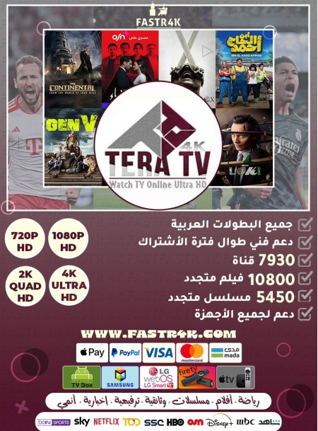 اشتراك تيرا TERA 4K لمدة سنة + 3 اشهر مجانا